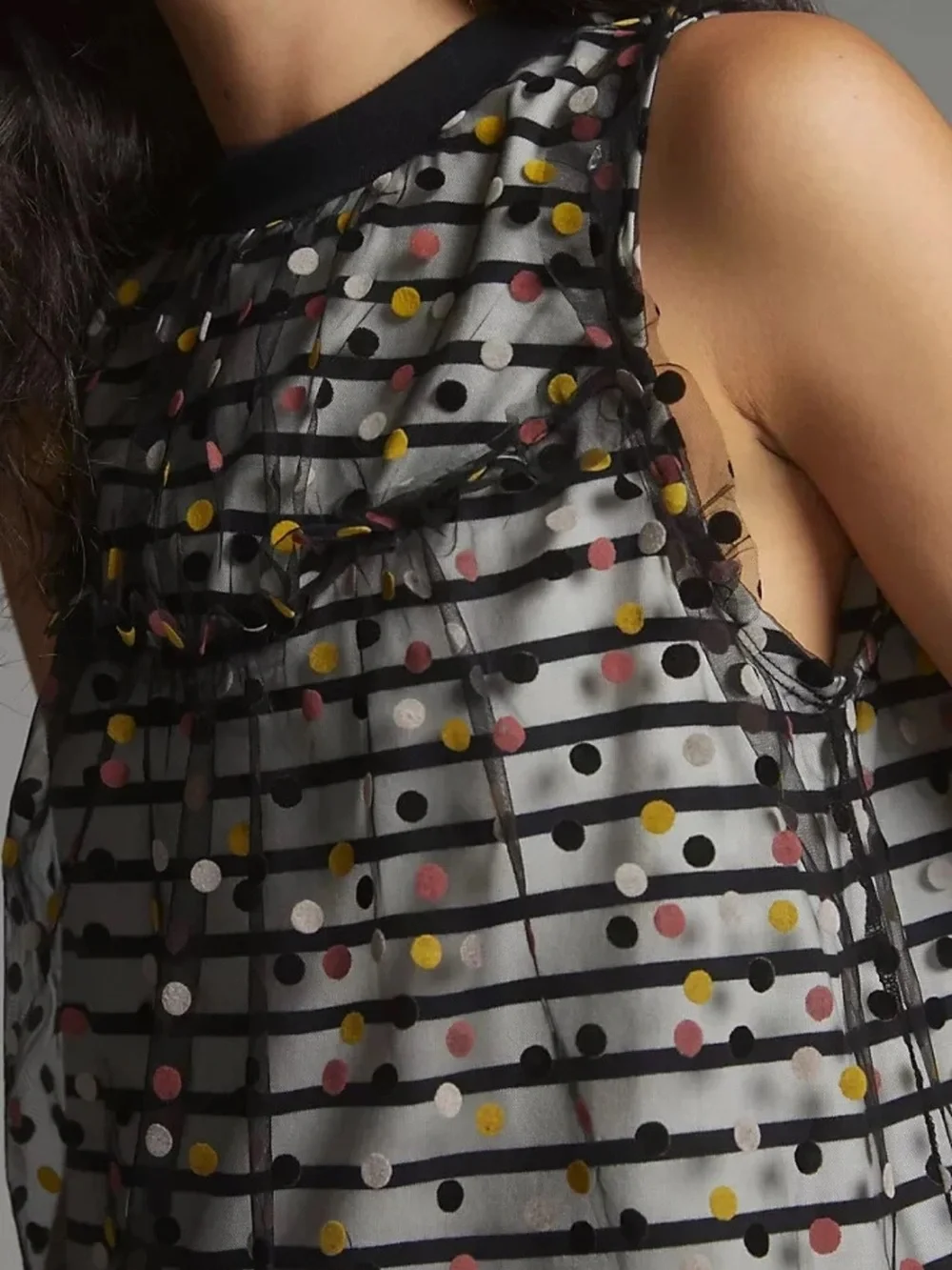 Anthropologie Maeve Black and White Polka Dot Blouse - Picture 3 of 7